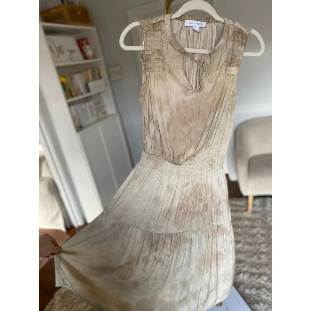 Madison Grey Maxi Dress Marbled Tie Dye Smocked Quiet Luxury‎ Wedding Date Event